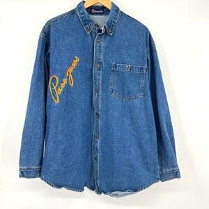 Vintage 90’s Paco Denim Button Down Shirt Long Sleeves Blue Men’s Large